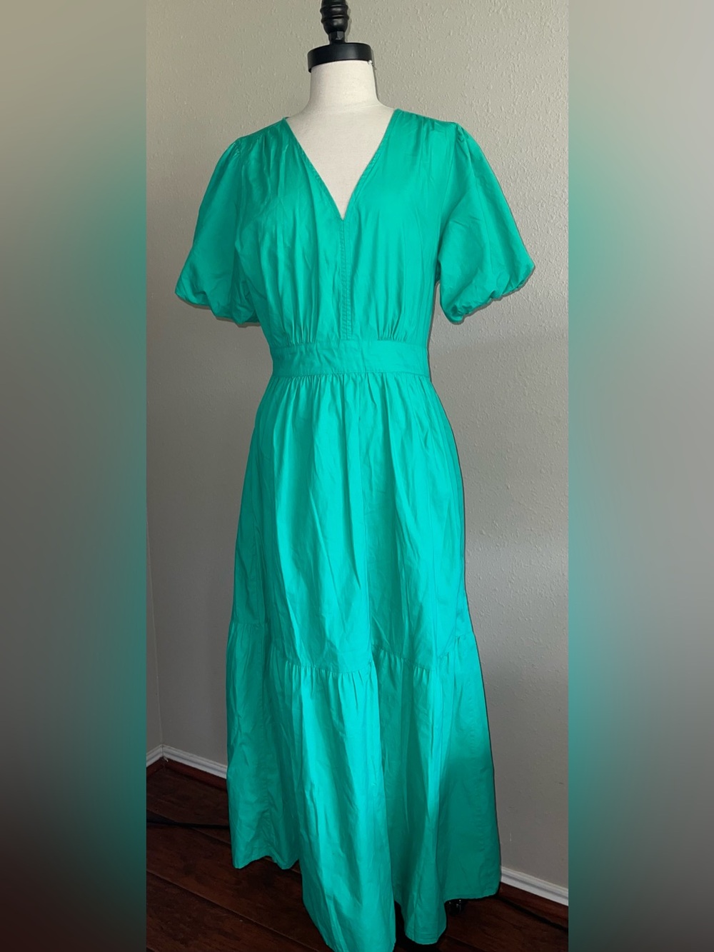 French Connection Teal Puff-Sleeve Maxi Dress M